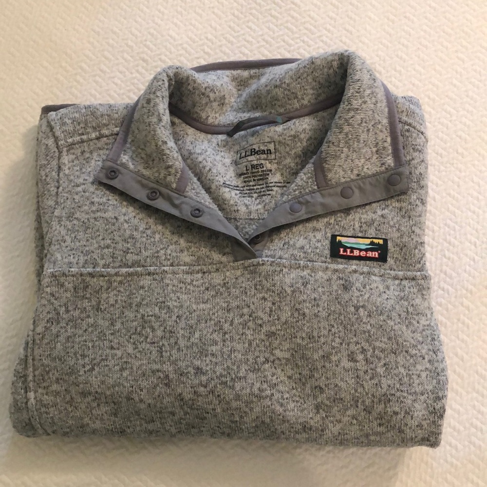 L.L. Bean Sweater Fleece Pullover in Grey
